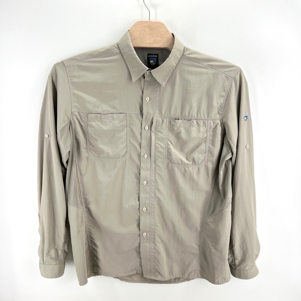 Kuhl Airspeed Hiking Shirt XL Nylon Ripstop Tan Long Sleeve Outdoor Gorpcore Men